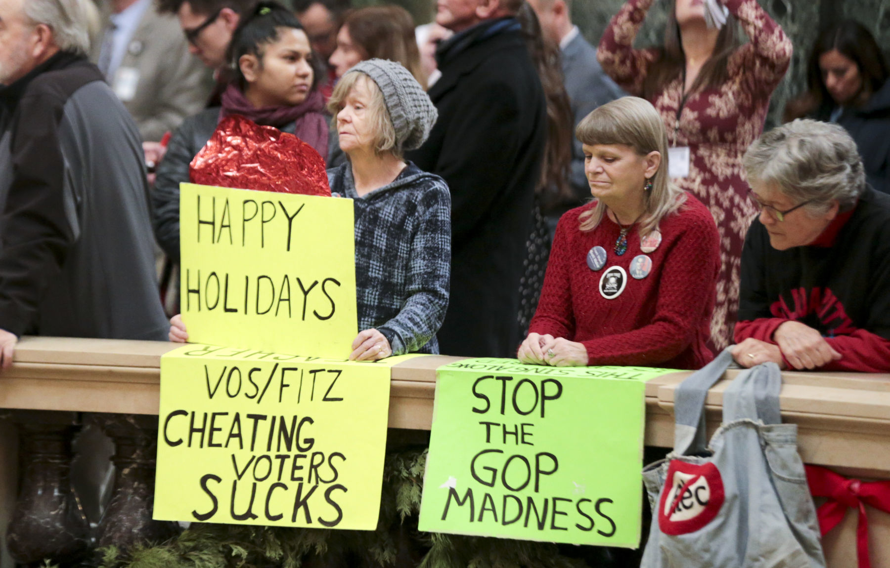 Protesters heckle Scott Walker during lighting of Christmas tree (copy)